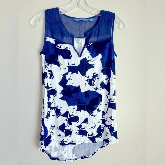 Simply Vera Sleeveless Top Womens XS Hi Lo Hem Sheer Neckline Lightweight - Picture 2 of 7